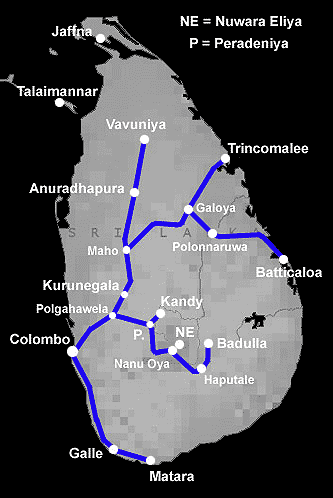 Sri Lanka train route map