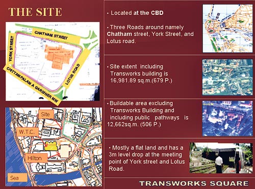 Plans depicting the proposed redevelopment of Transworks Square, Colombo Fort